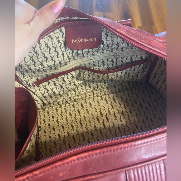 YSL Vintage Red Boston Bag Handle Handbag - Picture 10 of 13